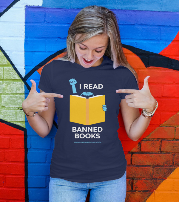 I Read Banned Books Yellow Book Fist American Library Association T-Shirt