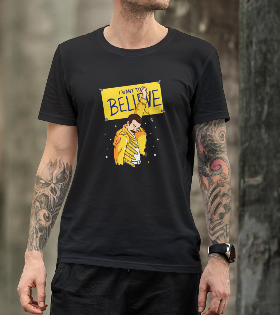 I Want To Believe Optimistic Coach Freddie Mercury Power Pose T-Shirt