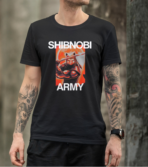 Shibnobi Army Shib Nobi Warrior Ninja Cat Moon T-Shirt