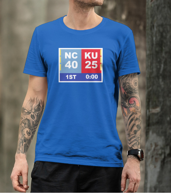 NC 40 KU 25 Scoreboard 1st Half 0:00 Classic Ks Comeback T-Shirt