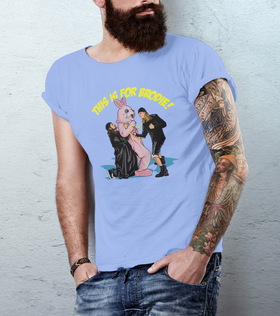 Kevin Smith This Is For Brodie Jay And Silent Bob Pink Bunny Drawing T-Shirt