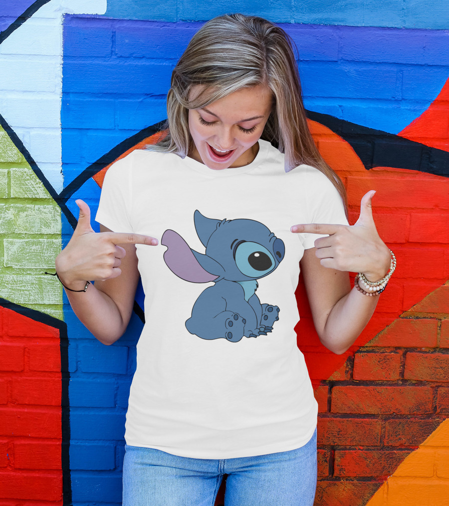 Stitch 1 Cute Cartoon Character Sitting Disney T-Shirt