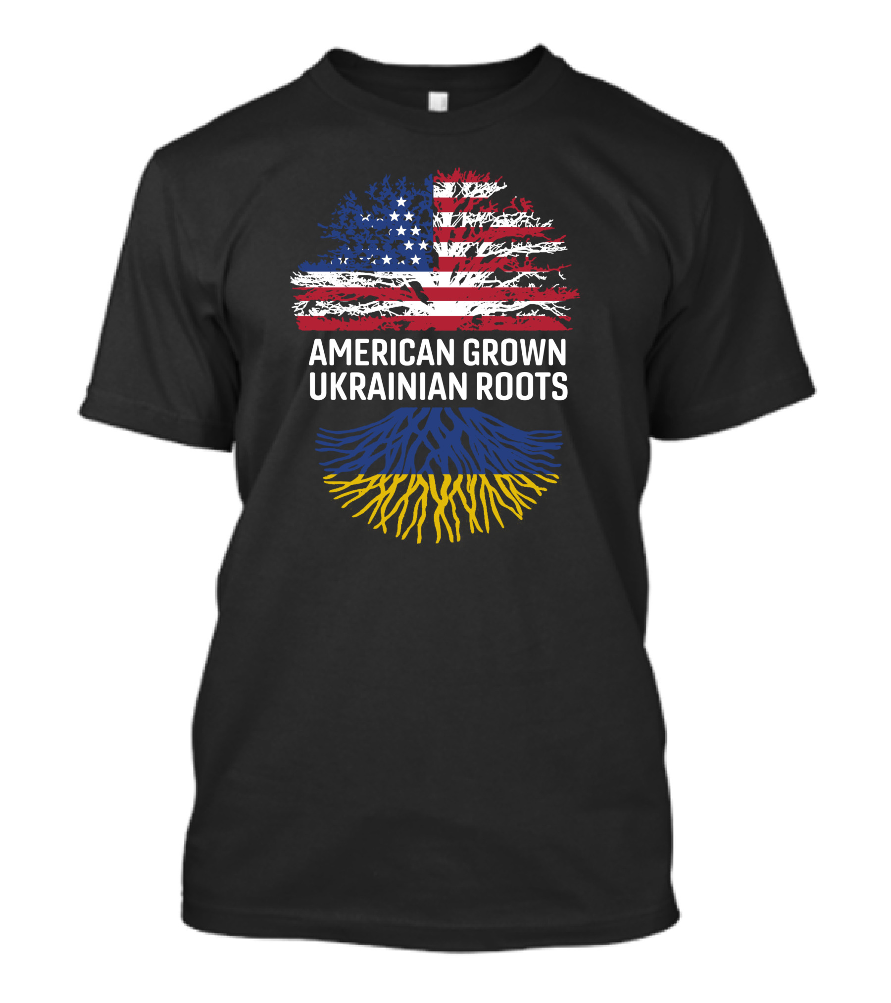 American Grown With Ukrainian Roots Flag And Roots T-Shirt