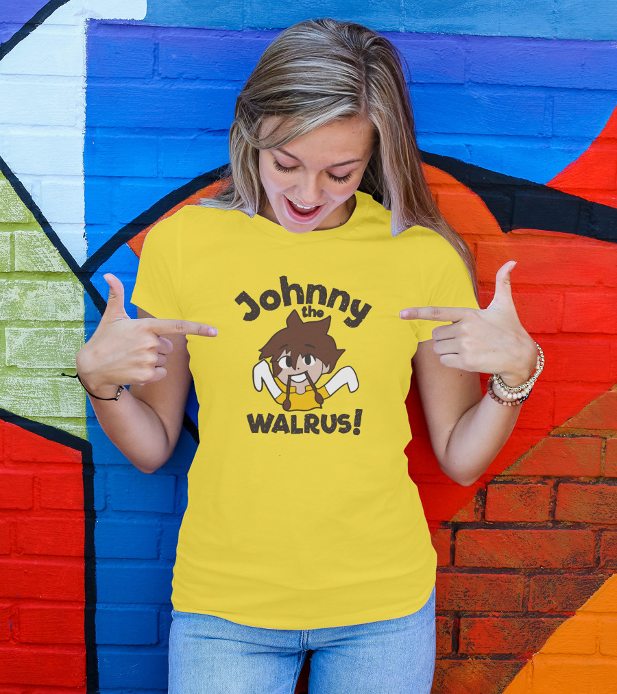 Johnny The Walrus Daily Wire Cartoon Character Yellow Background T-Shirt