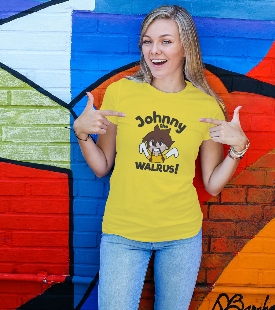 Johnny The Walrus Daily Wire Cartoon Character Yellow Background T-Shirt
