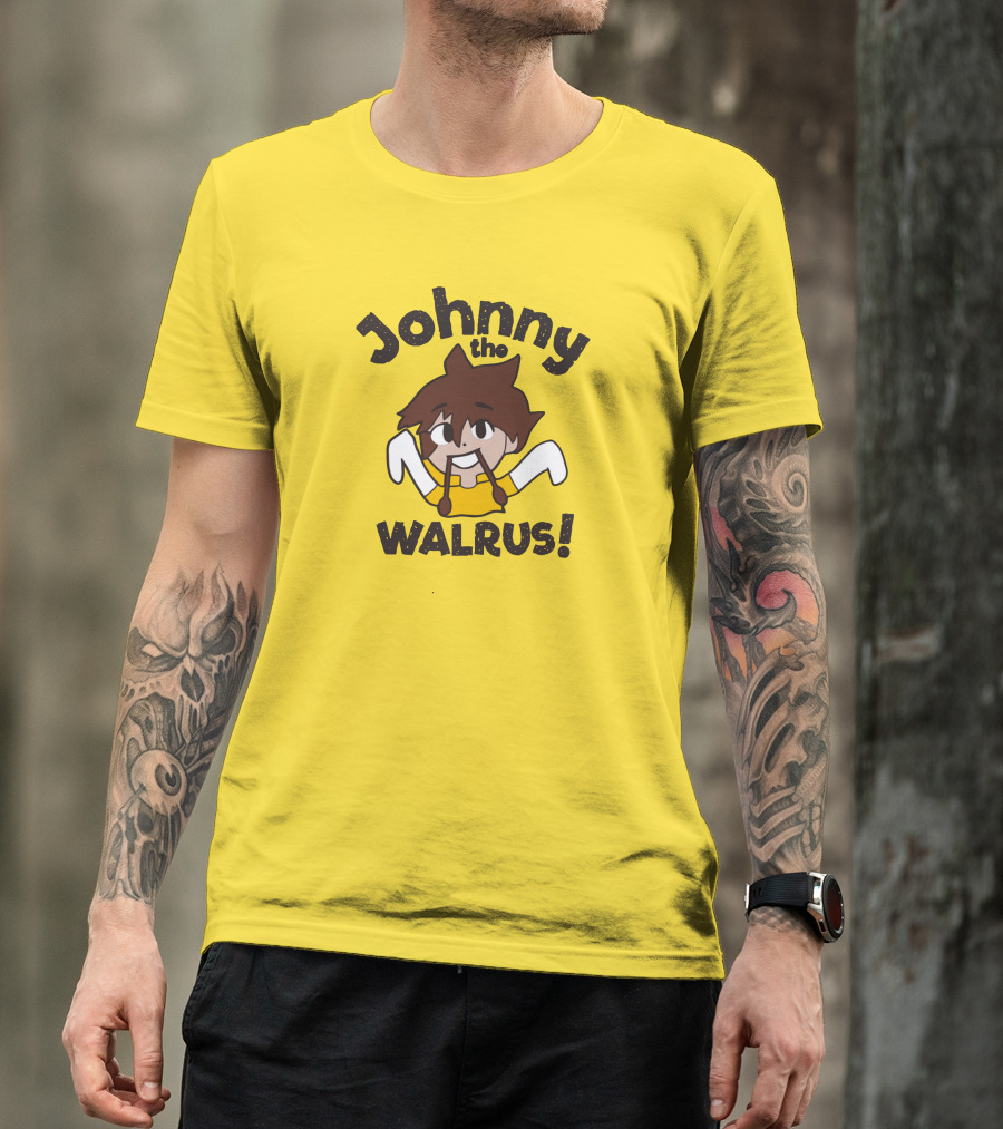 Johnny The Walrus Daily Wire Cartoon Character Yellow Background T-Shirt