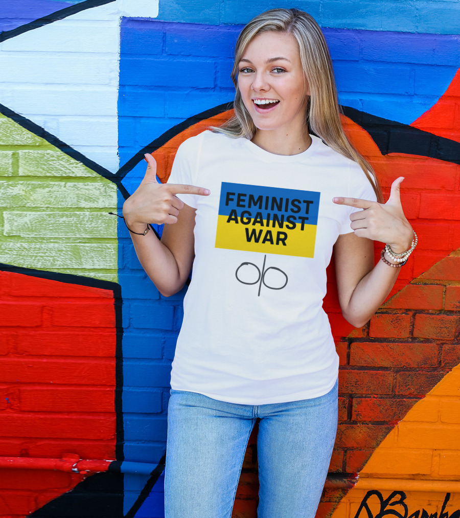 Feminist Against War Ukraine Colors T-Shirt