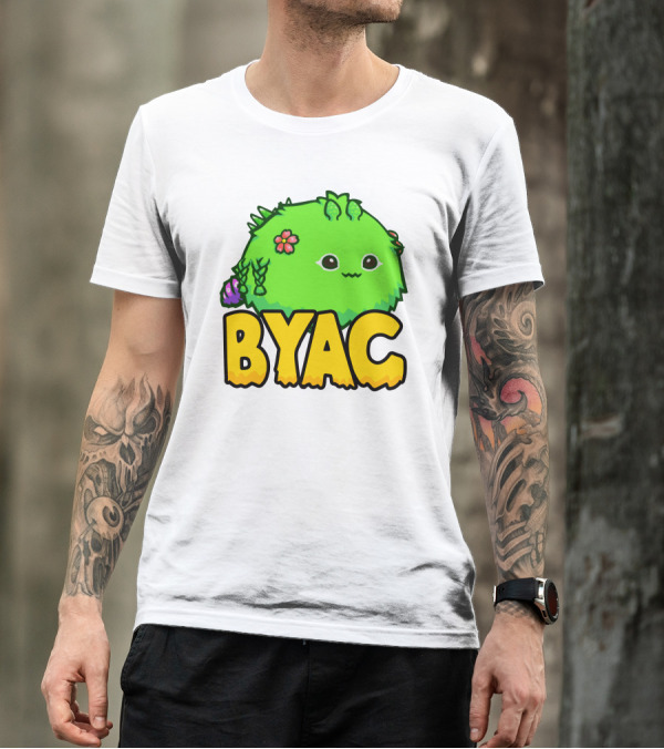 BYAC Big Yak Axie Club Cute Green Creature With Flowers And Leaves T-Shirt