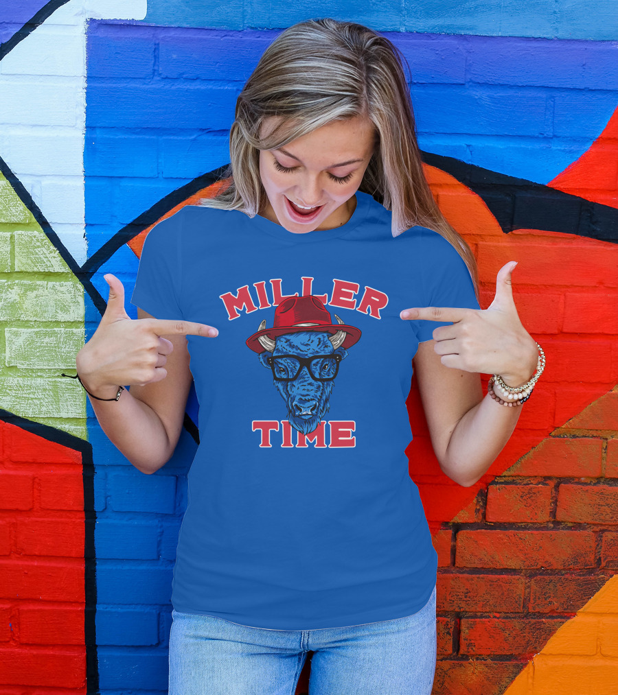 Miller Time Buffalo Red Hat Glasses Blue Buffalo T-Shirt
