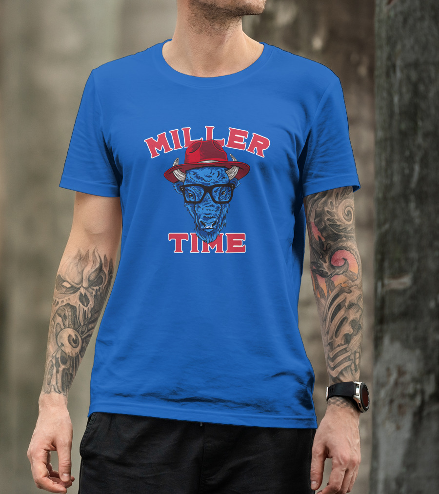 Miller Time Buffalo Red Hat Glasses Blue Buffalo T-Shirt