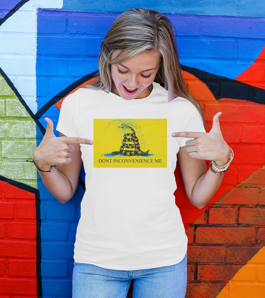 Don't Inconvenience Me Gadsden Flag Parody With Water-Spraying Snake T-Shirt