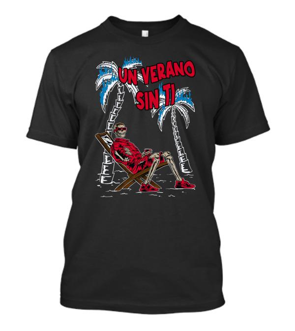Bad Bunny Un Verano Sin Ti Skeleton On Lounge Chair With Palm Trees T-Shirt