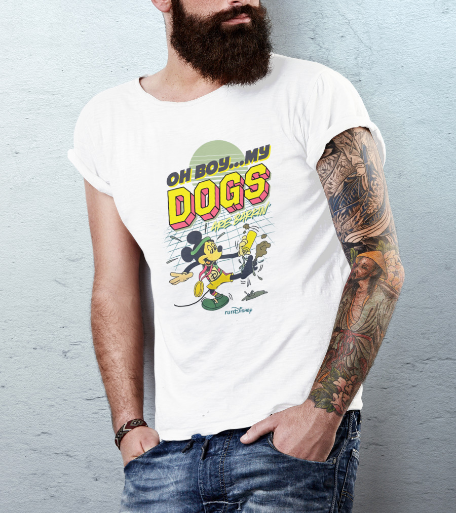 Oh Boy My Dogs Are Barkin RunDisney Mickey Mouse Retro 80s T-Shirt