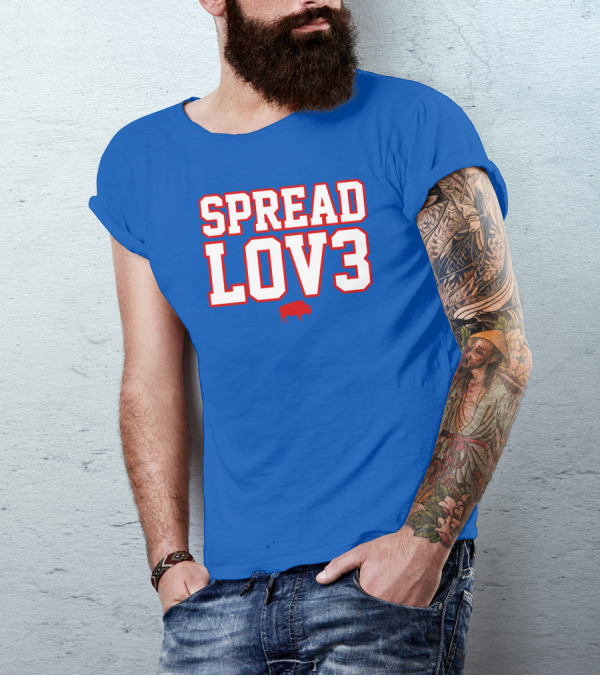 Spread Lov3 Buffalo Red Outline With Buffalo T-Shirt