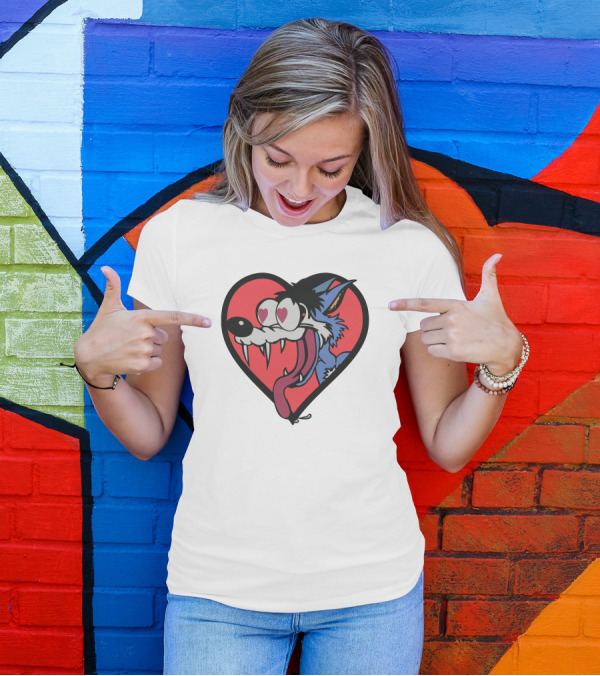 Vintage Rare Jesus Lizard 90s Tour Heart-Eyed Cartoon Wolf T-Shirt