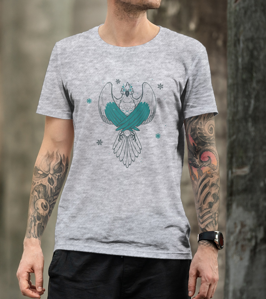 Jaiden Animations Bird With Teal Wings And Snowflakes T-Shirt