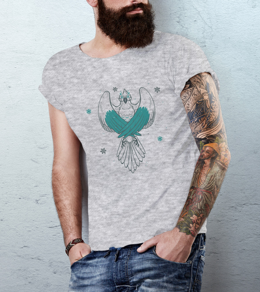 Jaiden Animations Bird With Teal Wings And Snowflakes T-Shirt