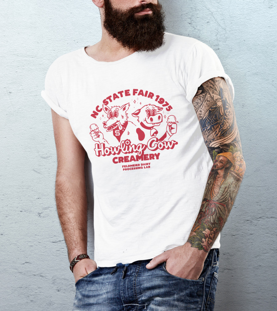 NC State Fair 1975 Howling Cow Creamery Feldmeier Dairy Processing Lab T-Shirt