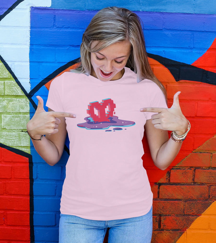Heart Pixel Art Melting Design Philza Merch T-Shirt