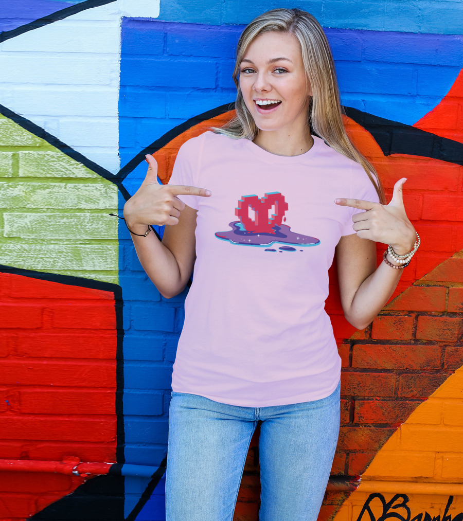 Heart Pixel Art Melting Design Philza Merch T-Shirt