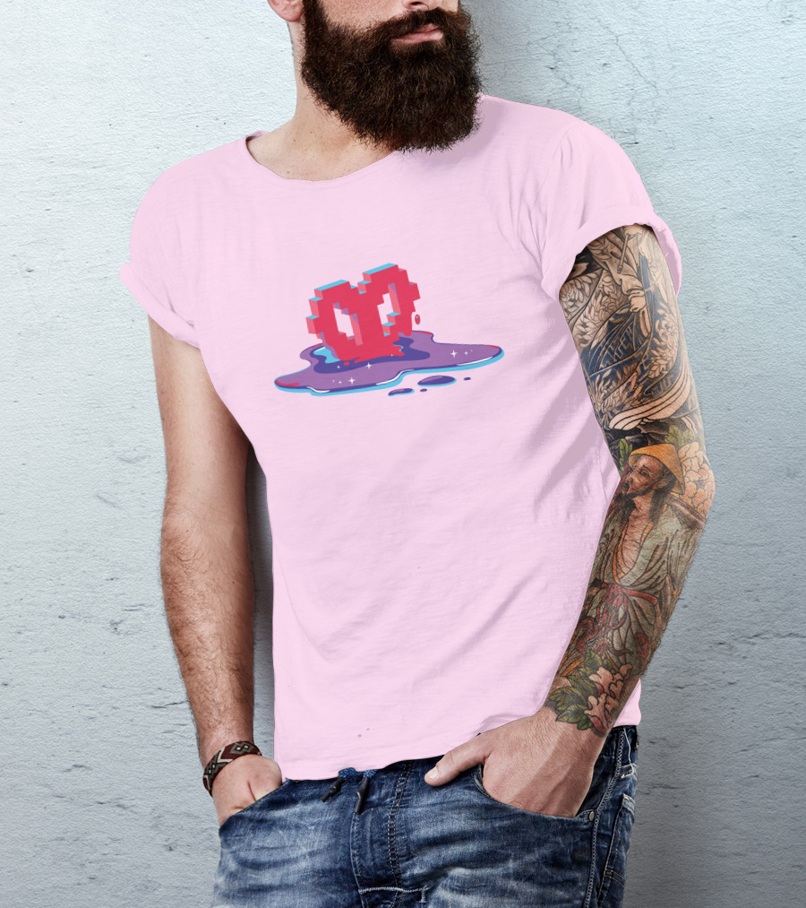 Heart Pixel Art Melting Design Philza Merch T-Shirt