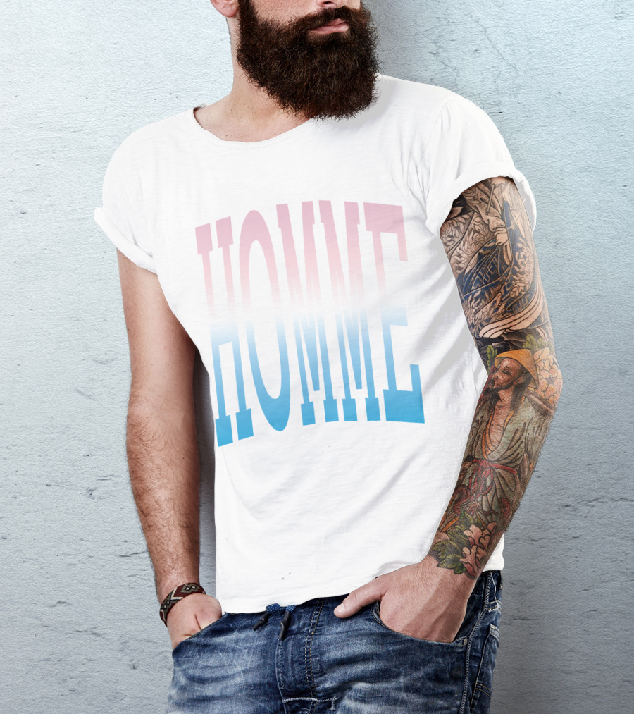 Homme Femme Pink Blue Gradient Text T-Shirt