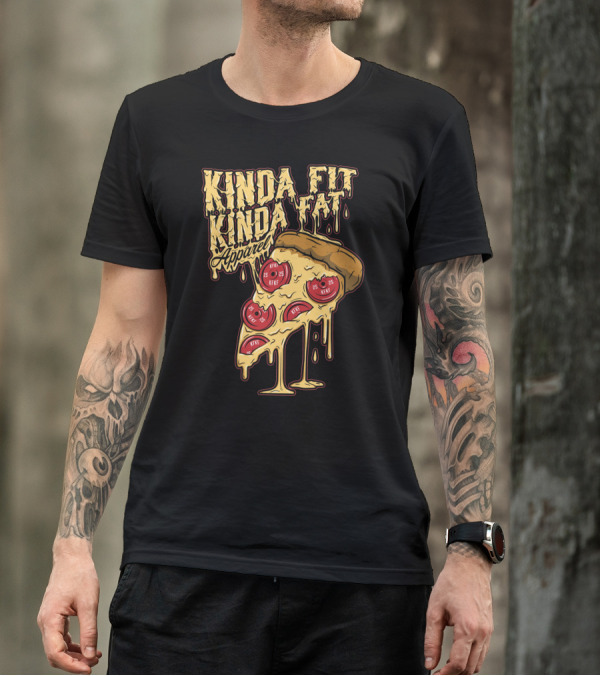 Kinda Fit Kinda Fat Apparel Melting Pizza Slice With Pepperoni Weights T-Shirt