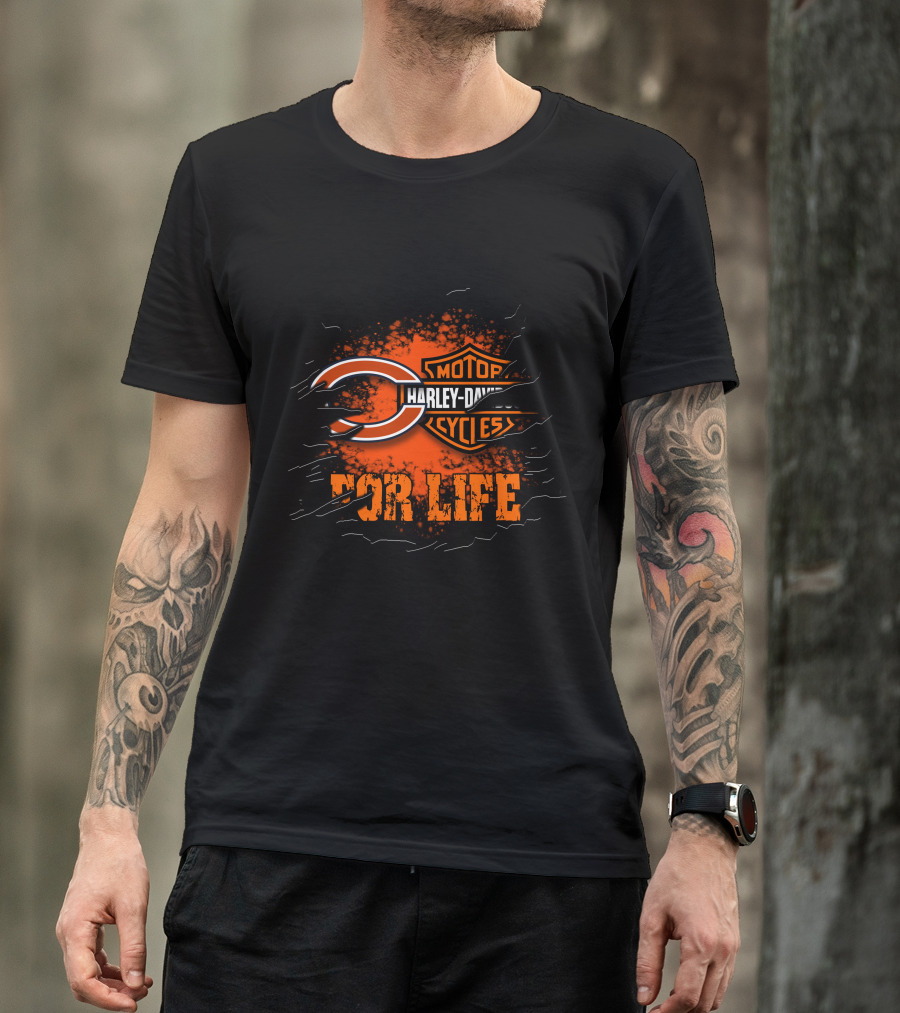 Chicago Bears Harley Davidson Motorcycles For Life T-Shirt