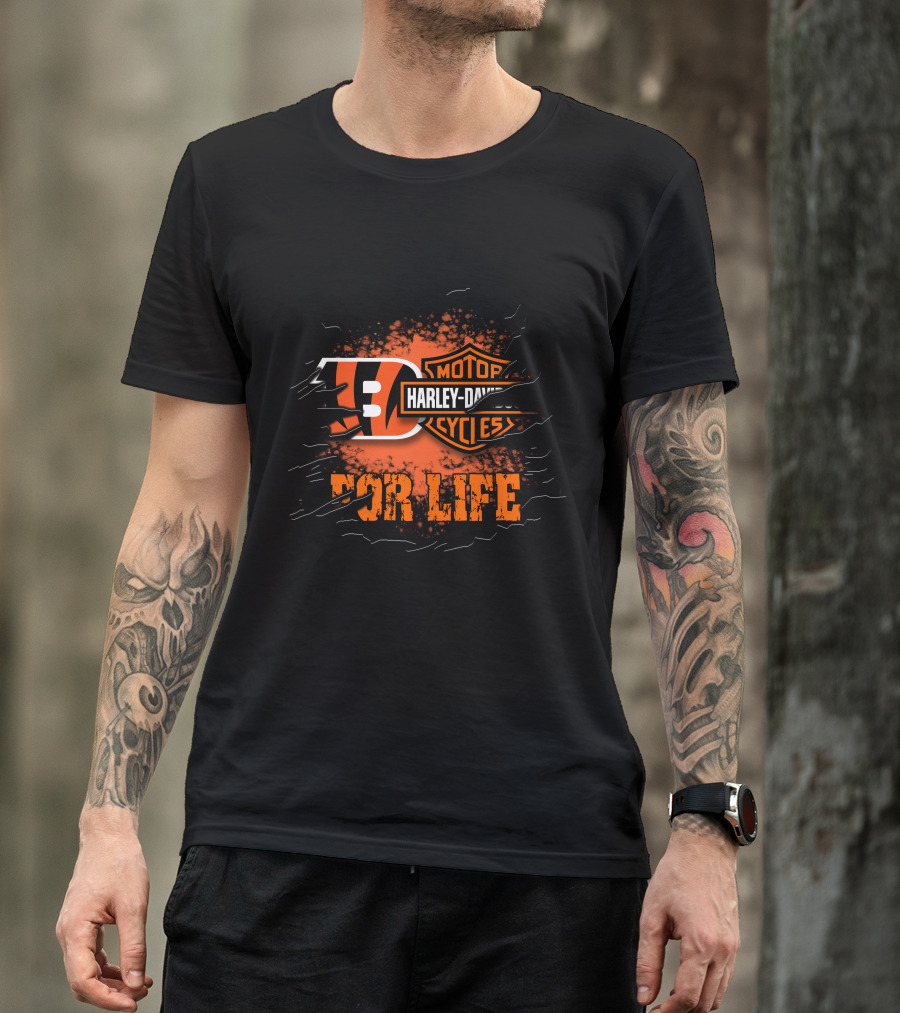 Cincinnati Bengals Harley Davidson For Life T-Shirt