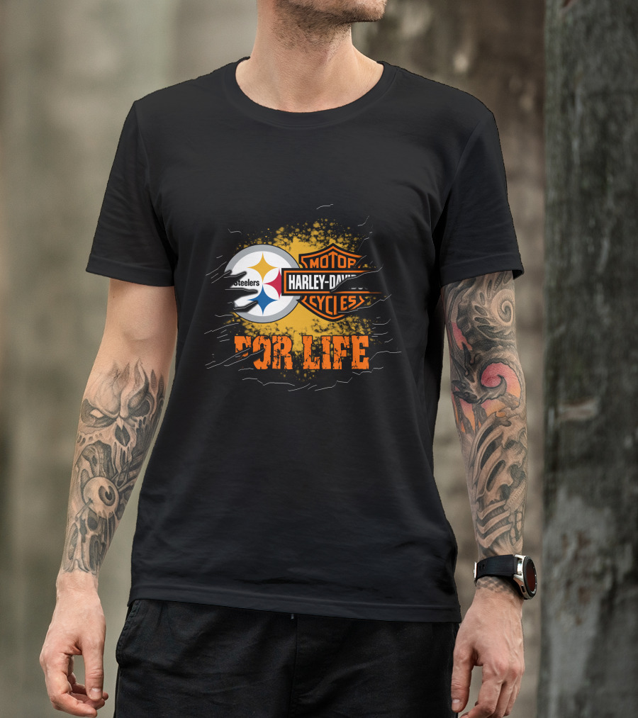 Pittsburgh Steelers Harley Davidson For Life T-Shirt