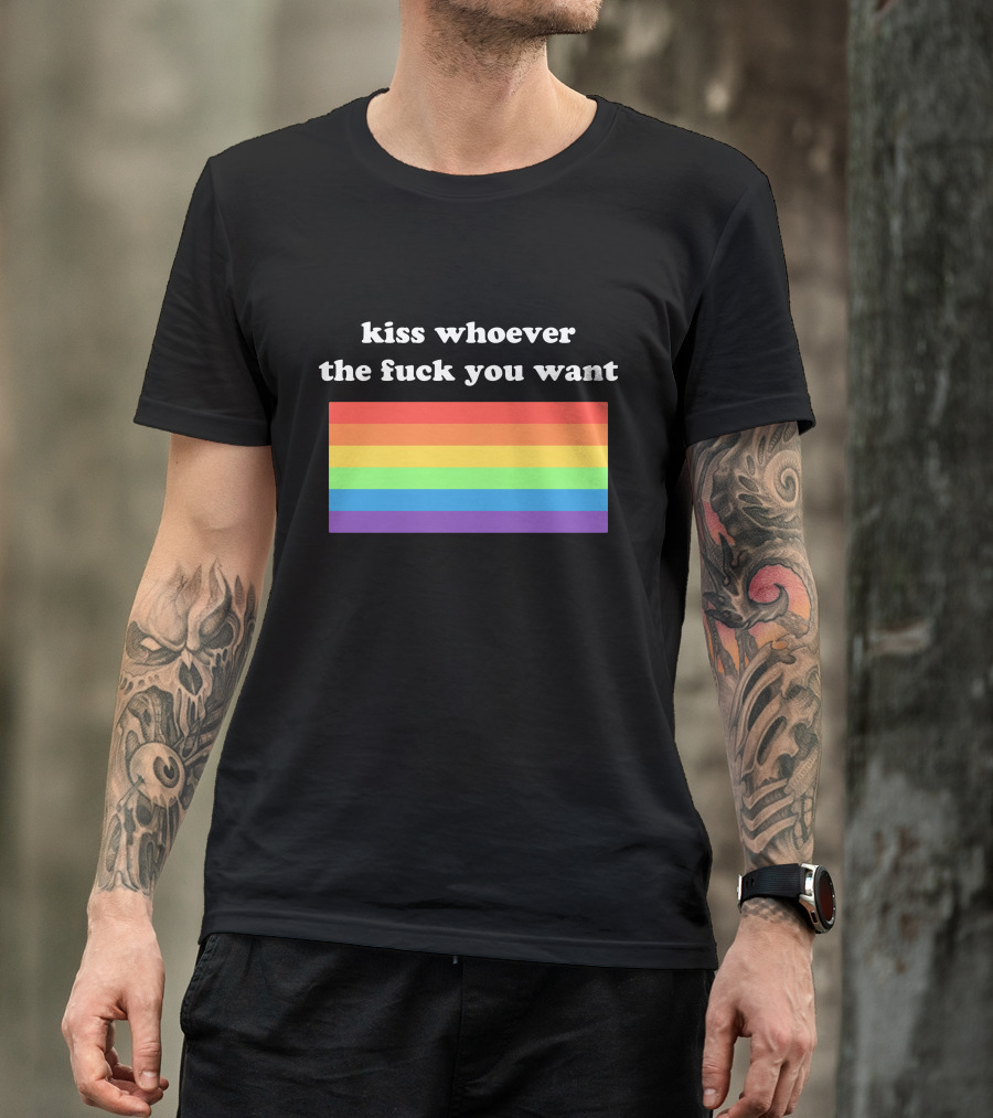 Kiss Whoever You Want Pride Rainbow T-Shirt