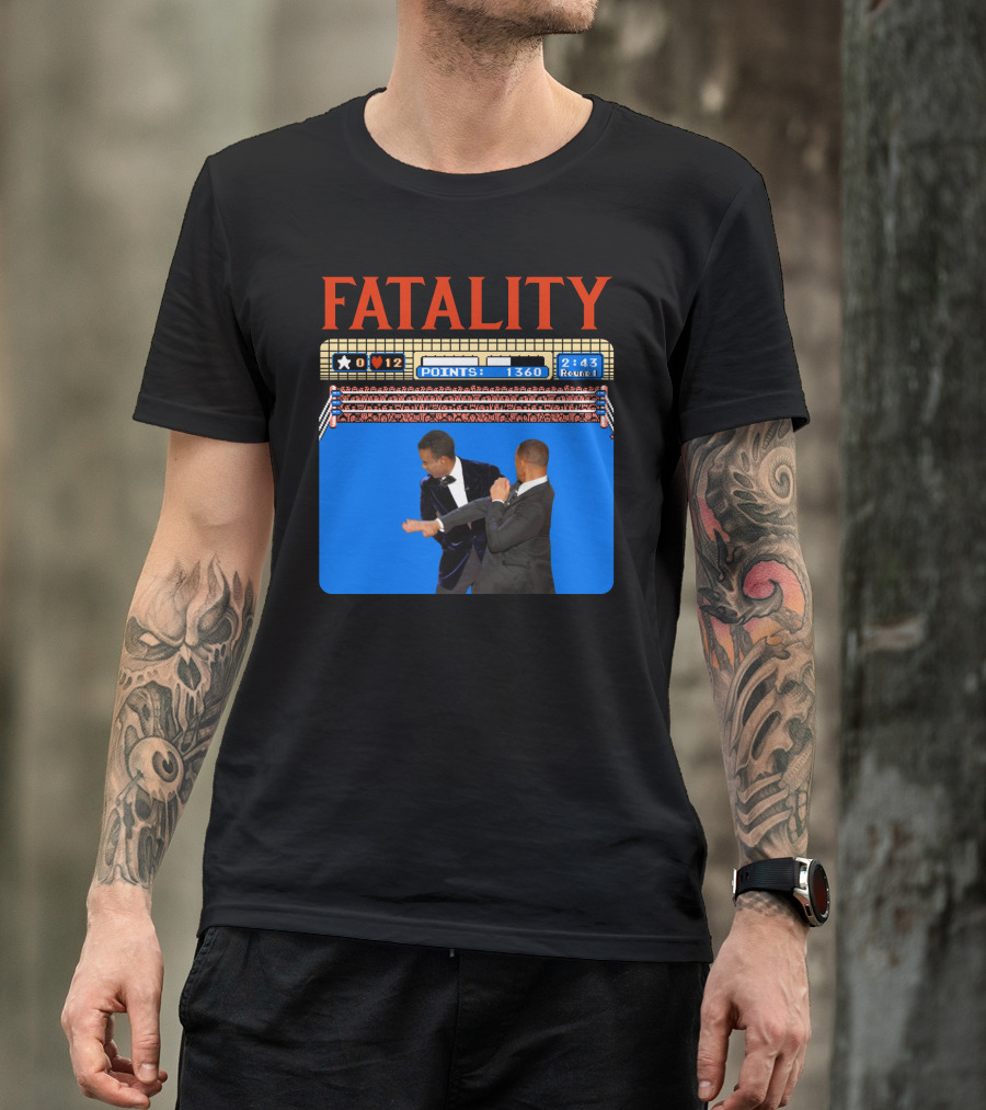 Fatality Will Smith Slaps Chris Rock Oscars Stage Video Game T-Shirt