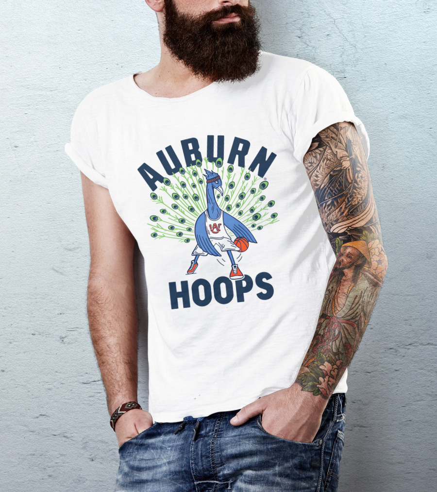 Auburn Hoops Peacock Basketball Sports T-Shirt