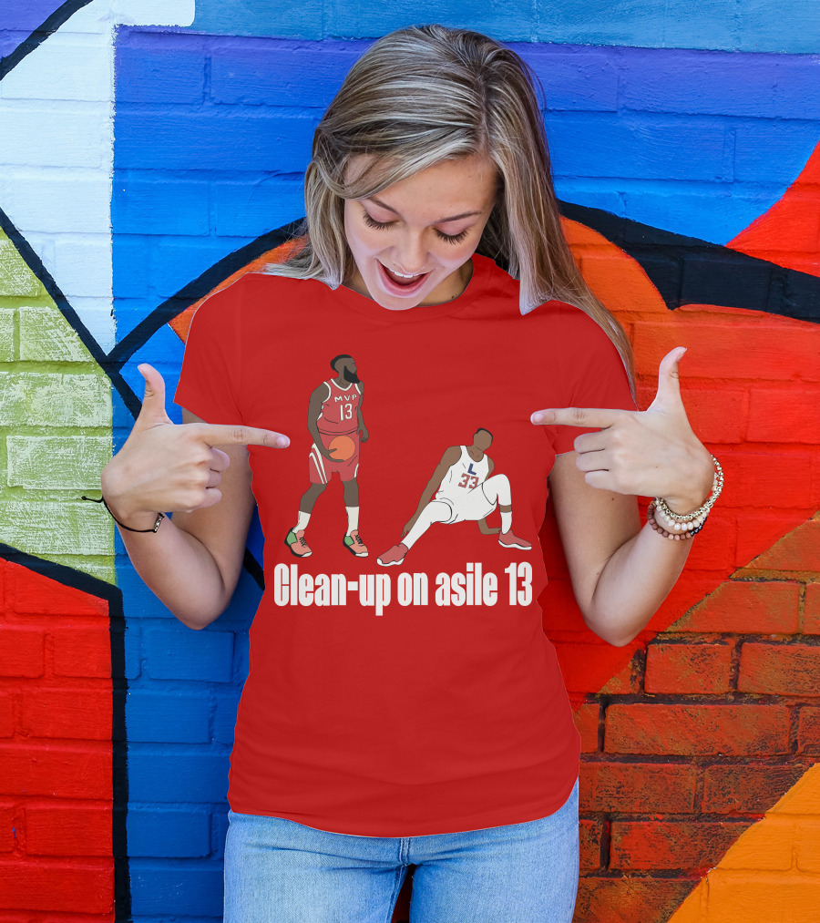 Clean-Up On Asile 13 MVP Number 13 Basketball Action Scene T-Shirt