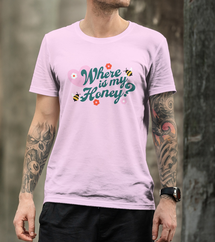 Stephanie Soo Merch Where Is My Honey Cream Bee Heart Floral T-Shirt