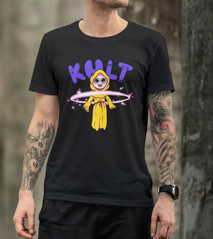 KULT Yellow-Hooded Character With Glowing Aura T-Shirt