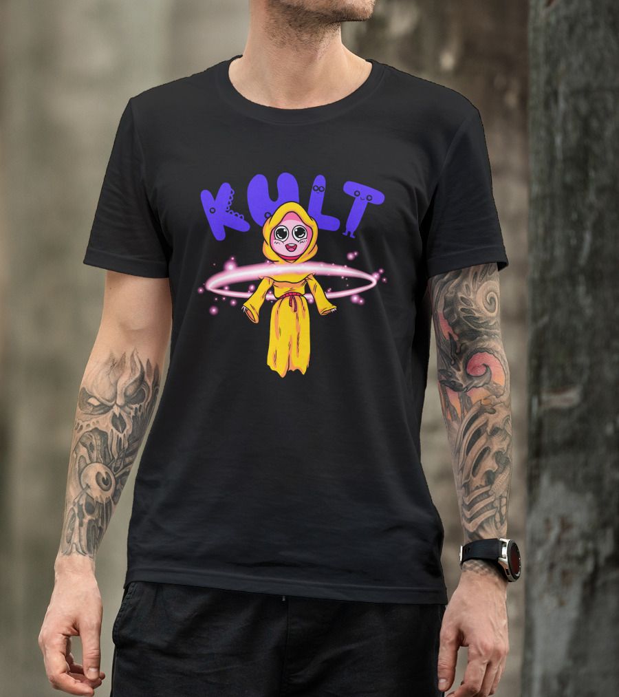 DIM MAK KULT Steve Aoki Collection Yellow Hooded Character With Energy Rings T-Shirt