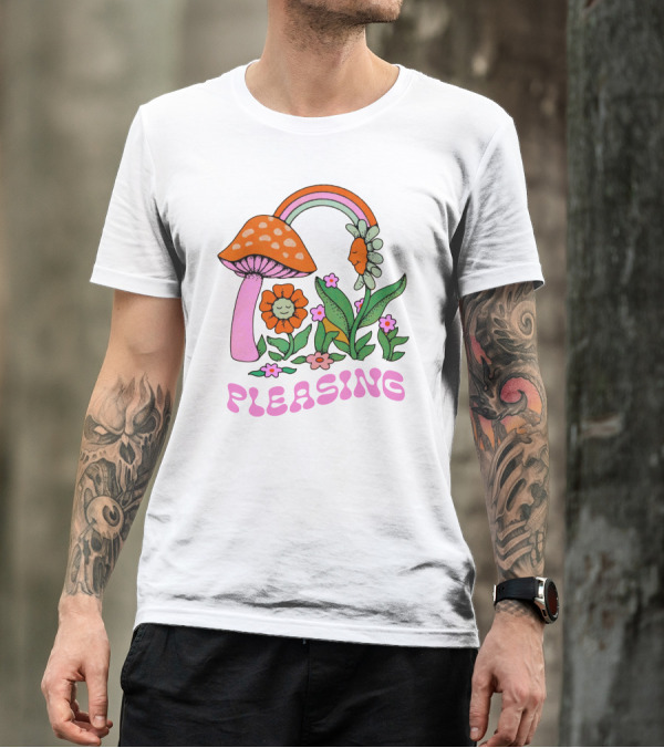 PLEASING Flower Mushroom Rainbow Garden T-Shirt