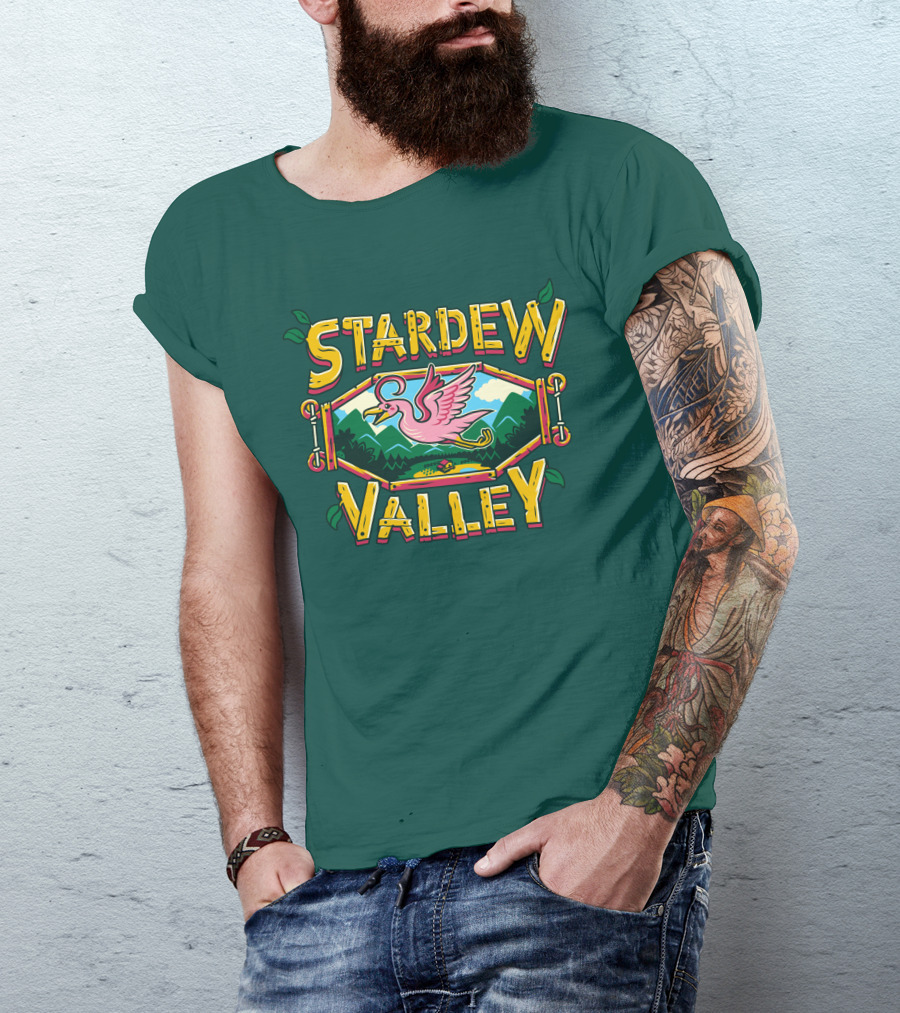 Stardew Valley Gem Bird Flying Over Mountains T-Shirt