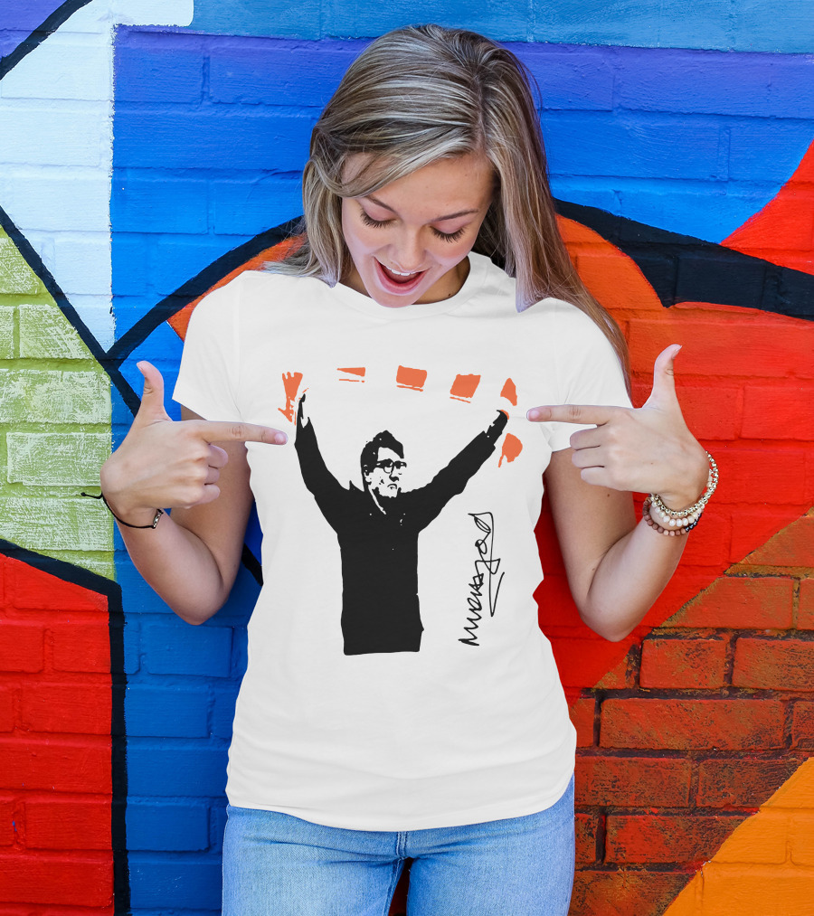 Mick Harford Signature Celebration Pose With Orange Stripes T-Shirt