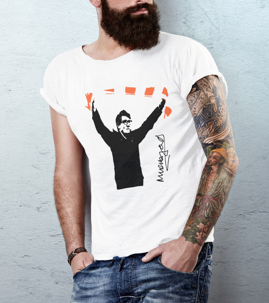 Mick Harford Signature Celebration Pose With Orange Stripes T-Shirt