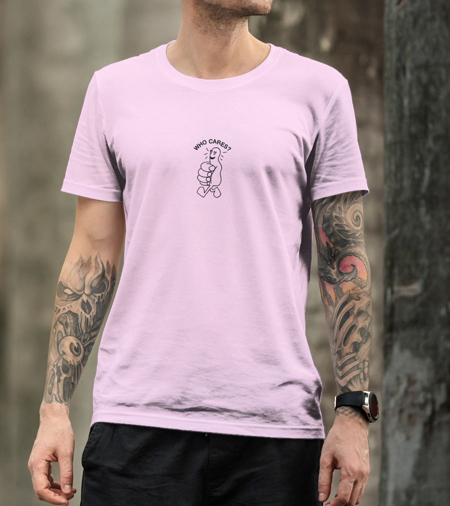 Who Cares Heart Eyes Pink T-Shirt