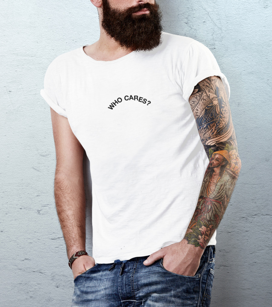 Who Cares Question Mark White T-Shirt
