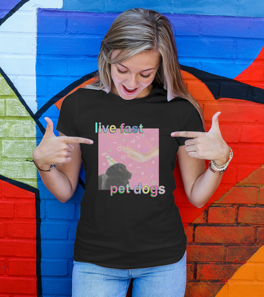 Live Fast Pet Dogs Zach Heltzel Robots With Rayguns T-Shirt