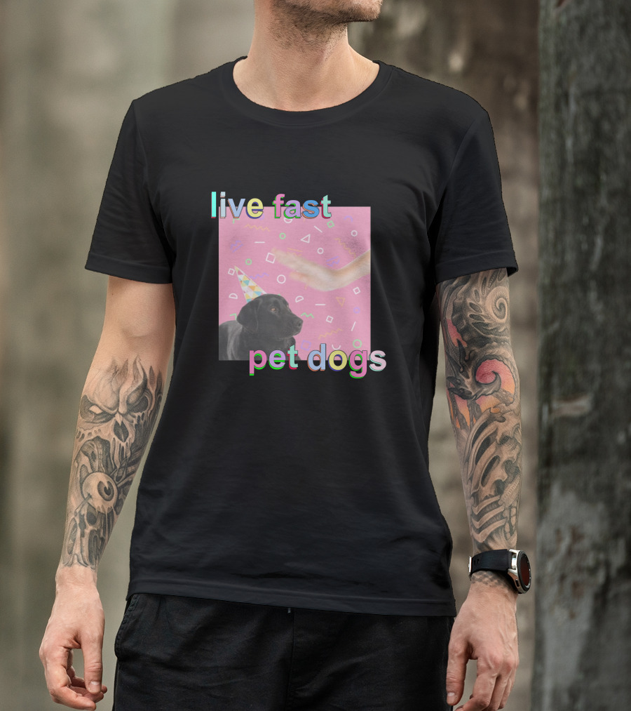 Live Fast Pet Dogs Zach Heltzel Robots With Rayguns T-Shirt