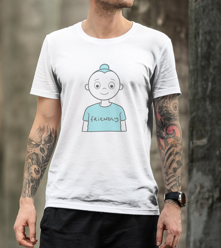 Friendly Cartoon Character With Blue T-Shirt