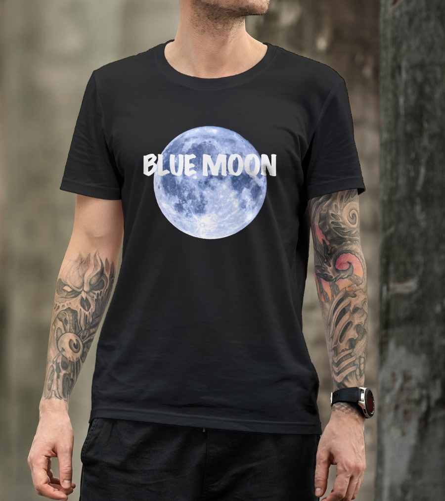 Blue Moon Lunar Phase Image With Text In Bold White Font T-Shirt