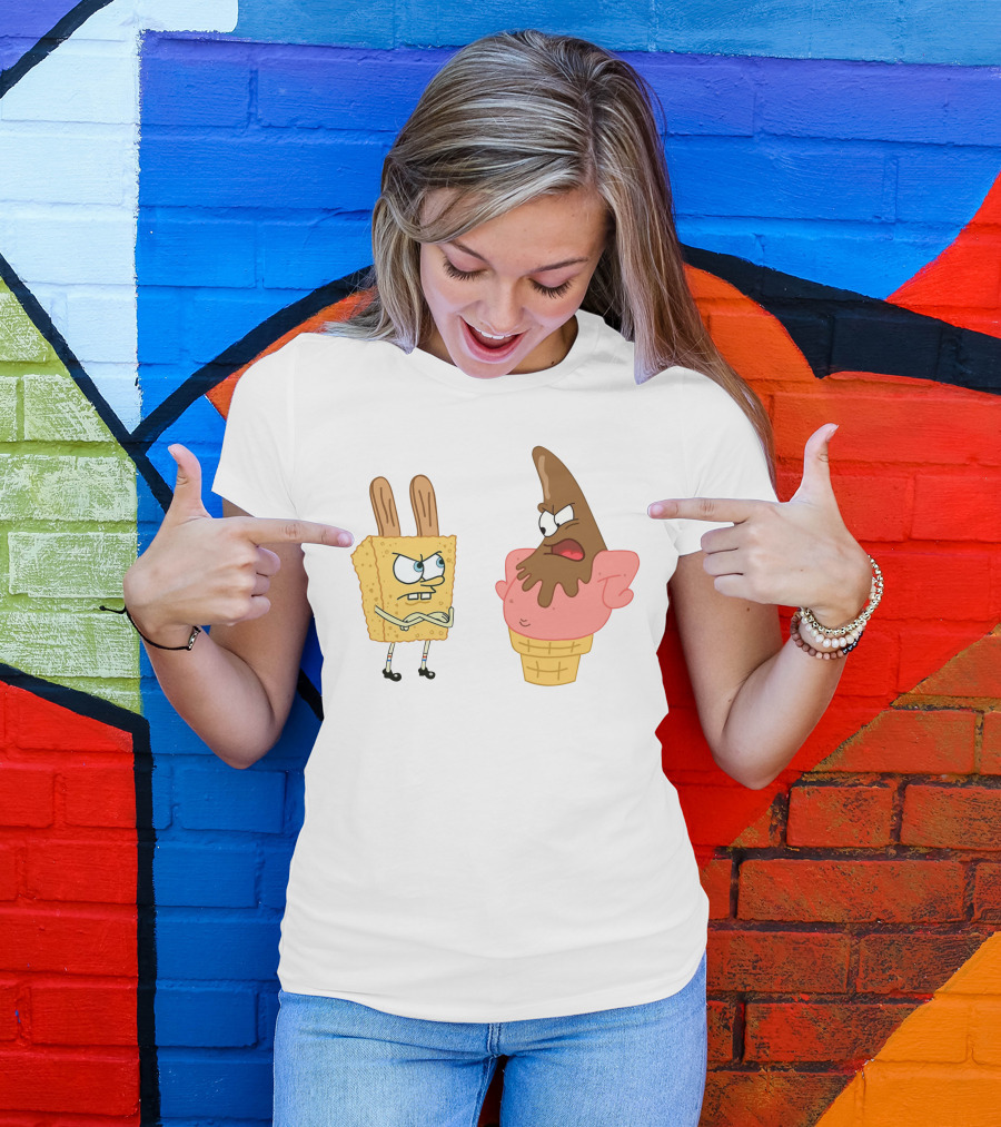 Bob Esponja Y Patricio Helado Enfrentamiento Láminas Artísticas T-Shirt