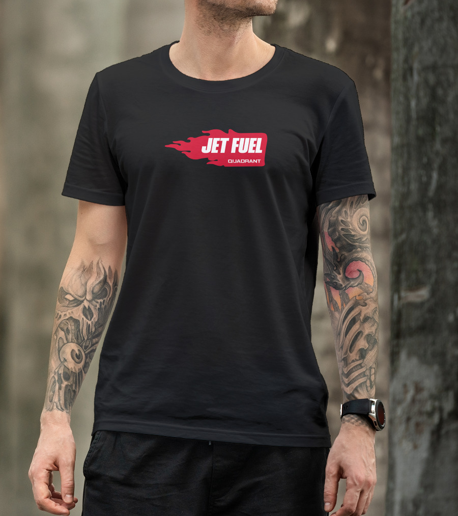 JET FUEL QUADRANT Flame Red Typography T-Shirt