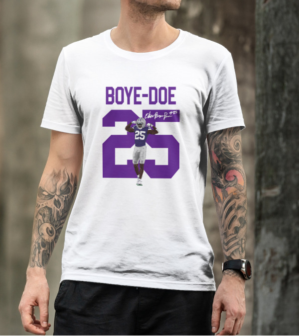 Therealpak25 Store Boye-Doe 25 Football Player Purple Signature T-Shirt